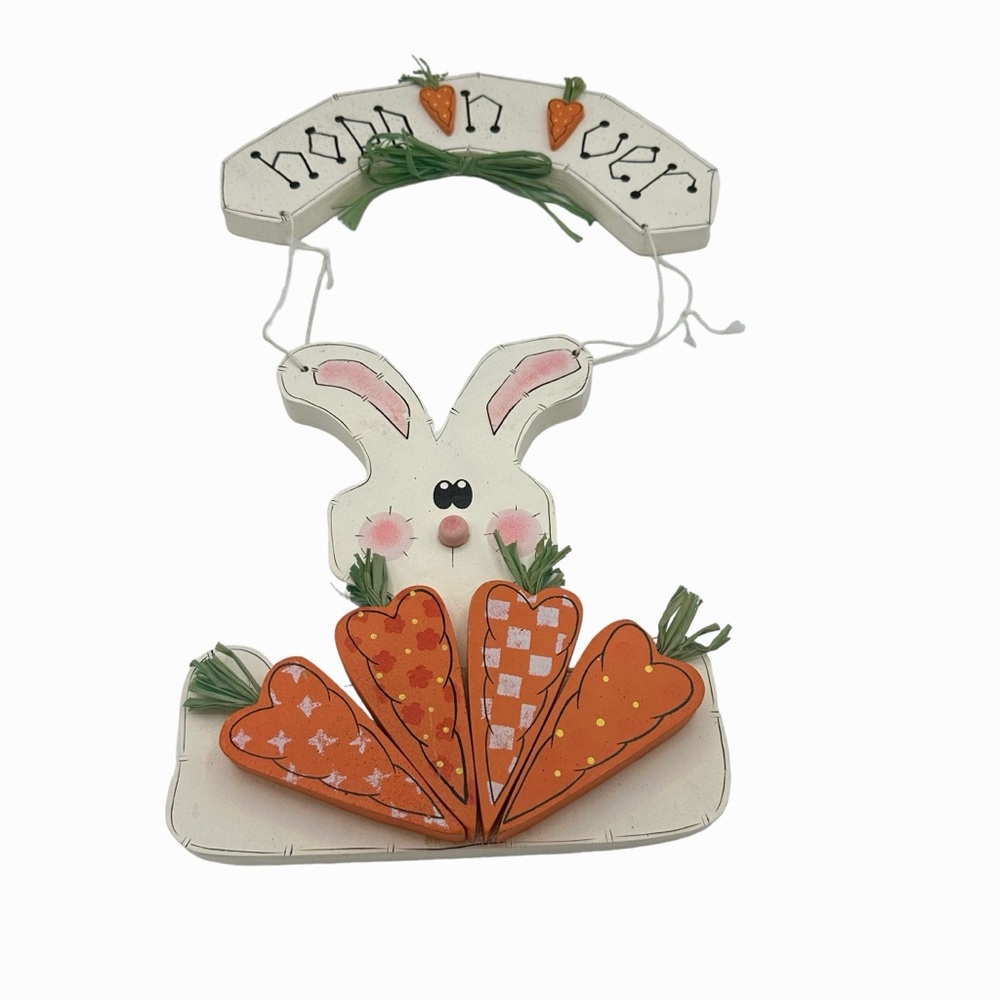 Hoppin Over Vintage Bunny Wood Sign